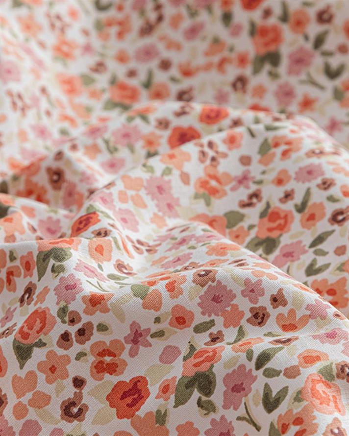 Floweret Cu Bumbac Single Set Lenjerie De Pat 160x220 cm Chihlimbar Roz