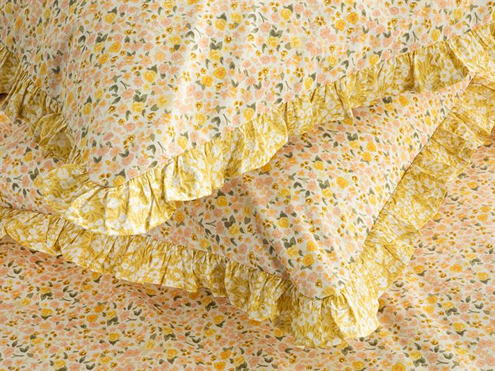 Floweret Set De Lenjerıe De Pat Super Rege, Din Bumbac, 260*220 Cm, Galben