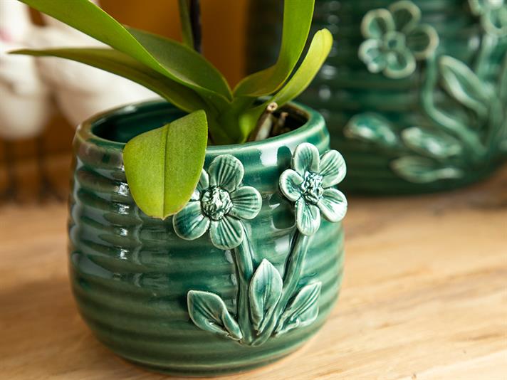 Flowertopia Ghiveci De Flori , 10,5*9,5*8,2 Cm, Crem-Roșu