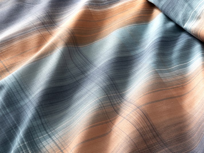 Flowing Plaid Cu Bumbac Double Set Lenjerie De Pat 200x220 cm Bleumarin - Cărămiziu