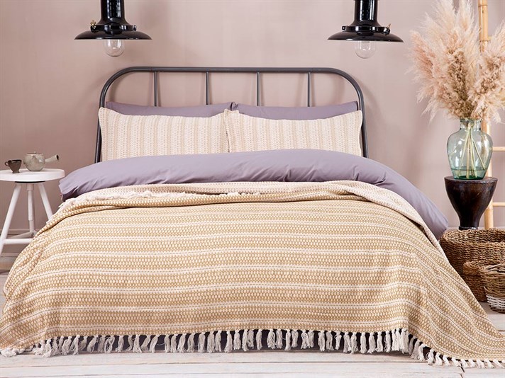 Folclor urban  Țesut Persoană dublă  SET CUVERTURĂ DE PAT 240x260 cm Galben