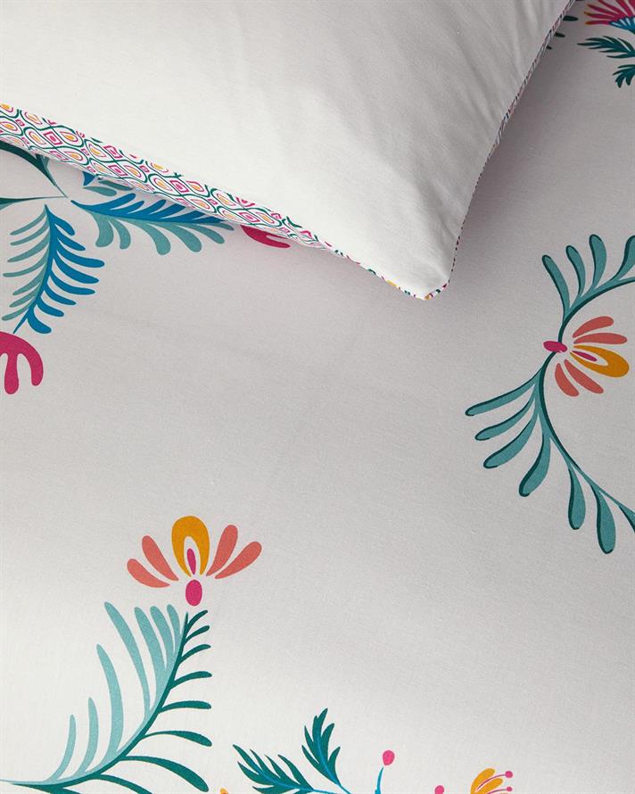 Folk Bouquet Cu Bumbac Single Set Lenjerie De Pat 160x220 cm Verde