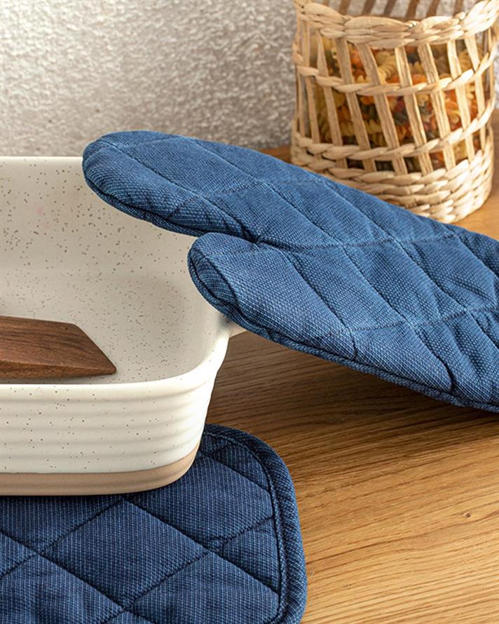 Fonce Cotton 2 Set Kitchen Set 19x27 cm + 20x20 cm Dark Blue