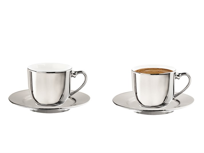 Fora Porcelain 4 Parça 2 Kişilik Coffee Cup Set 100 ml Silver.