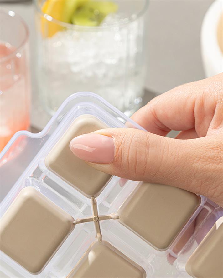 Formă cuburi de gheață, Simply, plastic, 8.9x25.3x3.9 cm, bej închis