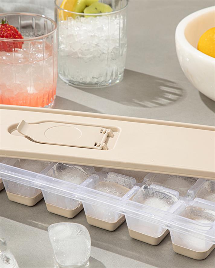 Formă cuburi de gheață, Simply, plastic, 8.9x25.3x3.9 cm, bej închis