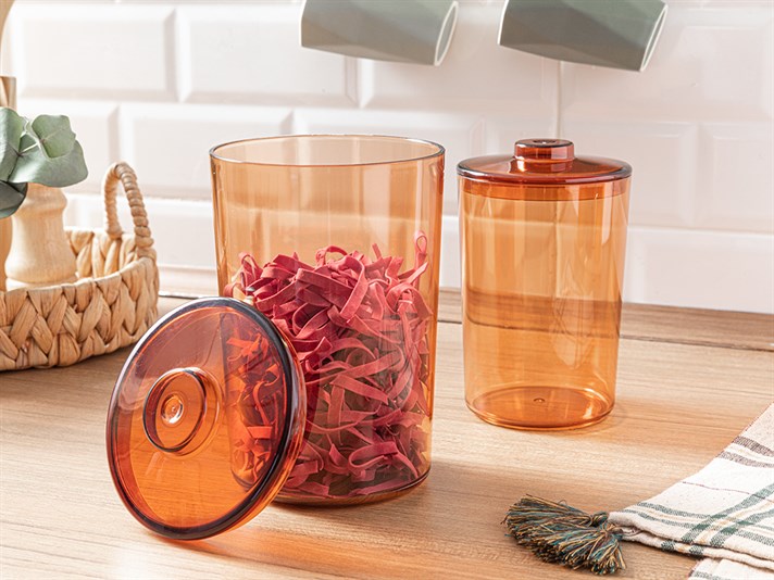 Freda Plastic 2 Set Food Container 75x75 cm+16x21 cm Amber