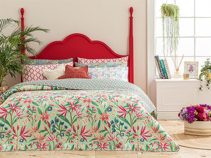 Fresh Liliums Cuvertură Multifuncțională King Size, 240*220 Cm, Crem-Roșu