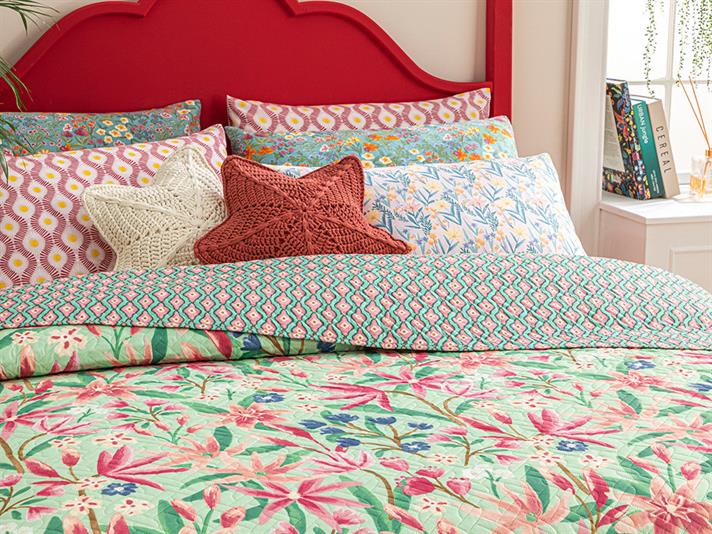 Fresh Liliums Cuvertură Multifuncțională King Size, 240*220 Cm, Crem-Roșu