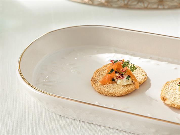 Platou, Frondosa, ceramică, 30 cm, crem