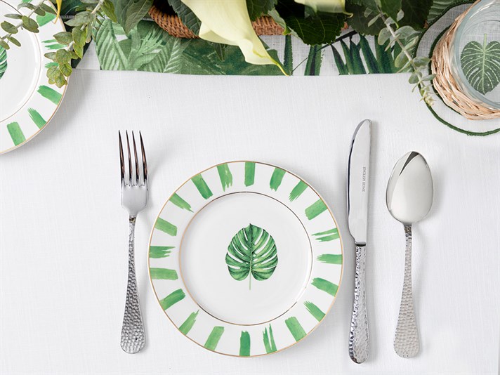 Leaf New Bone Dessert Plate 15 cm White-Green