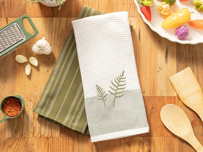 Leaf Cotton 2 Set Drying Cloth 40x60 cm Green