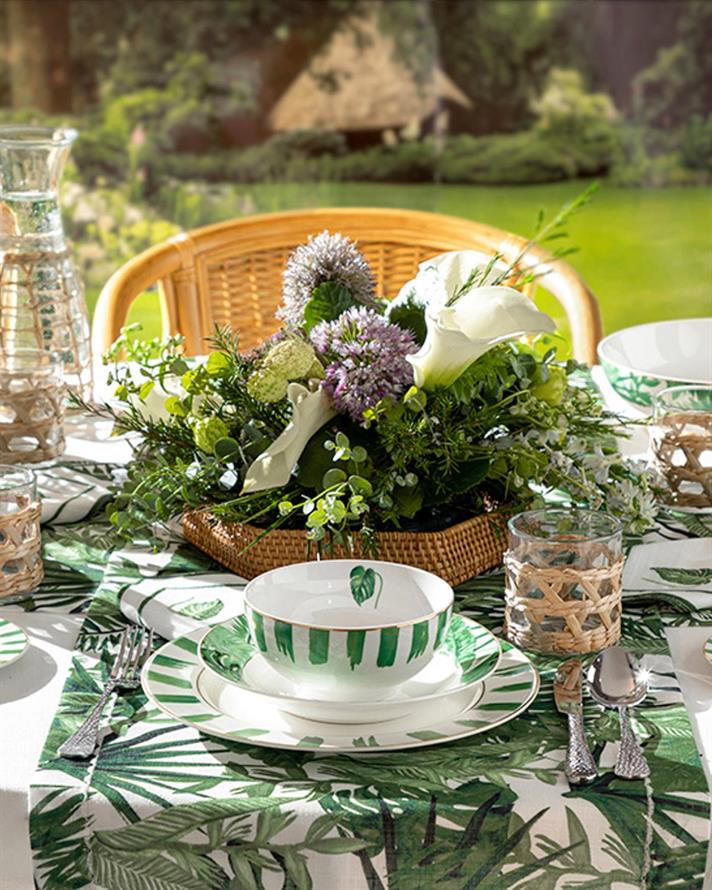 Leafage New Bone Salad Bowl 25 cm White - Green