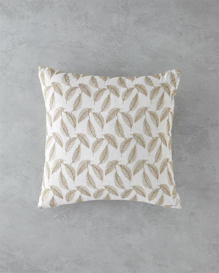 frunzos Brodat Husă Pernuță 42x42 cm Natural.