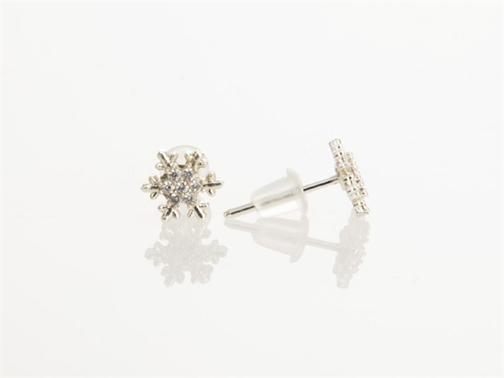 Snowflake Brass Earrings 1 cm Silver