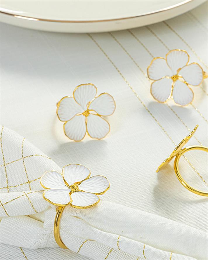 Fure Inel De Șervețel Set 4, Metal, 4,5 Cm, Argintiu