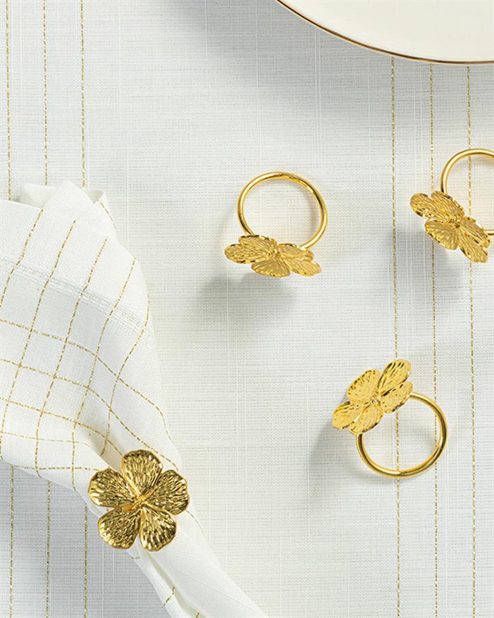 Set 4 inel șervețele, Fure, metal, 4,5 cm, auriu