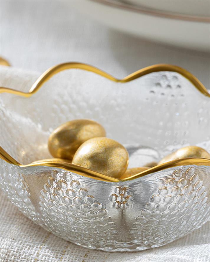 gălbenele Sticlă Bol Pentru Alune 9 cm Gold