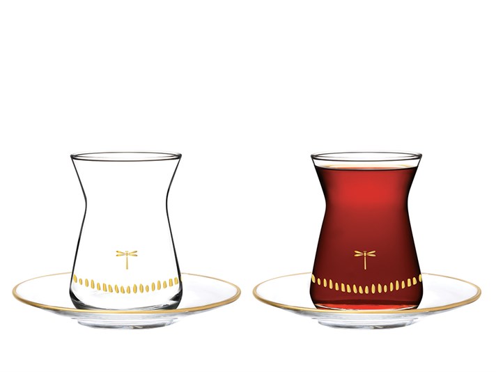 Galia Goldie Glass 8 Pcs Tea Set 130 ml Gold