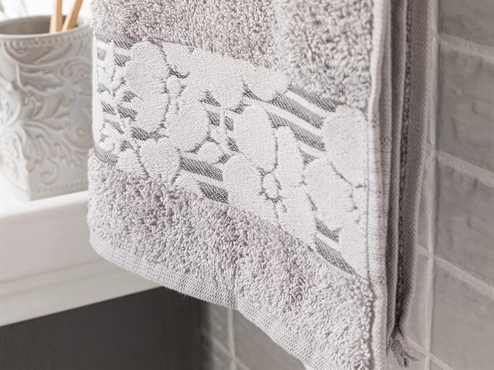 Gardenie Cu Bordură Bumbac Prosop De Față 50*76 Cm Gri.