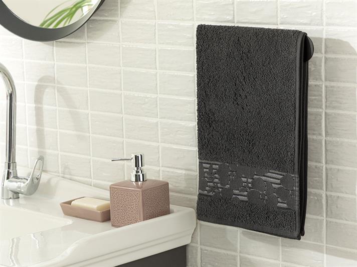 gardenie Bordurat Cu Bumbac Prosop De Față 50x76 cm Antracit