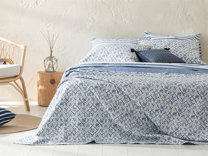 Set cuvertură pat cu fețe de pernă, King size, Gem Roses, poliester, 240x220 cm, İndigo