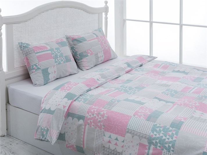 Geopatch Cu Bumbac Double Lenjerie De Pat 200x220 cm Seledon