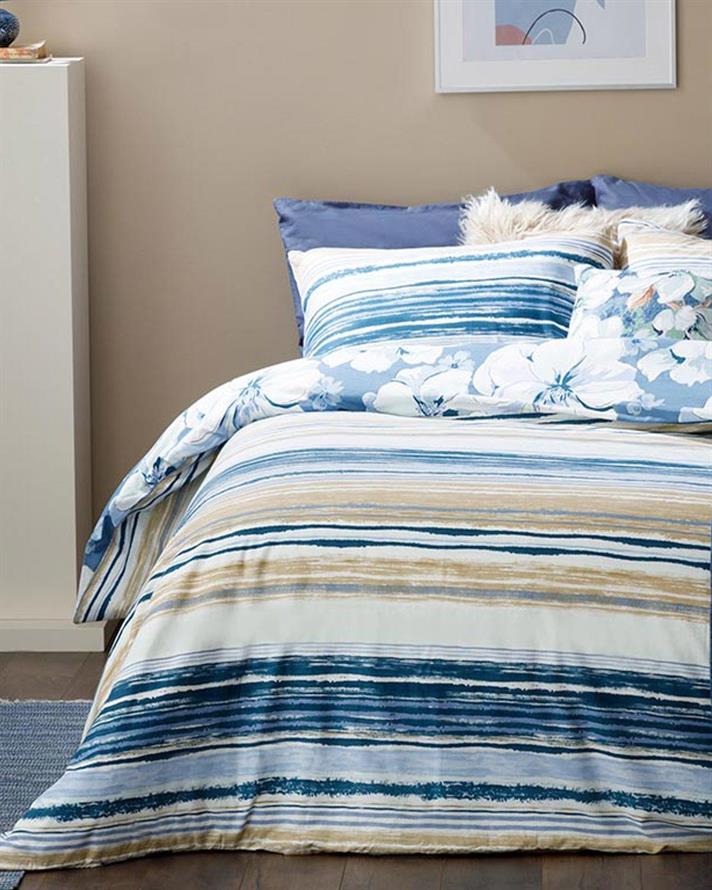 Georgia Bumbac King Size Set Lenjerie De Pat 240*220 Cm Albastru