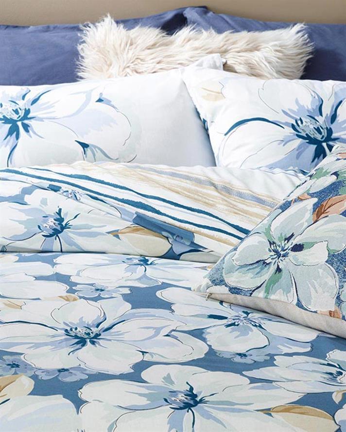 Georgia Bumbac King Size Set Lenjerie De Pat 240*220 Cm Albastru
