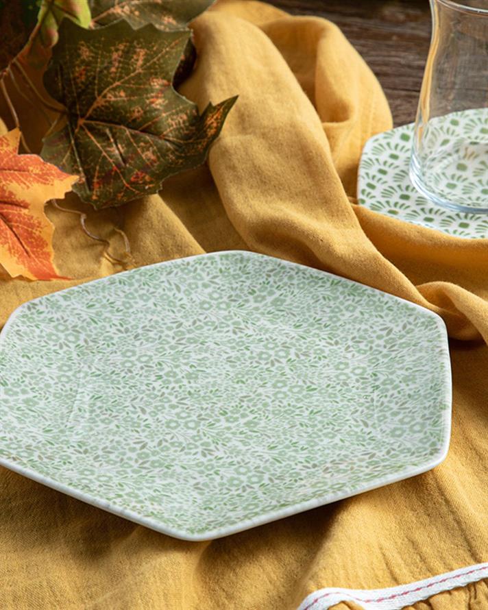 Flowerpot Porcelain Dessert Plate 19 cm Green