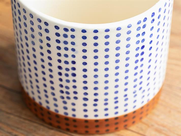 Ghiveci pentru flori, Glam Dots, ceramică, 15x15x13.2 cm, bleu