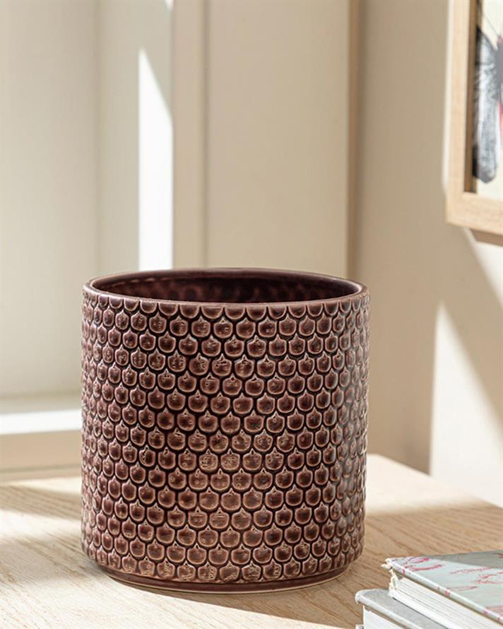 Ghiveci pentru flori, Jacey, ceramică, 15,5x15,5x15,2 cm, bordo