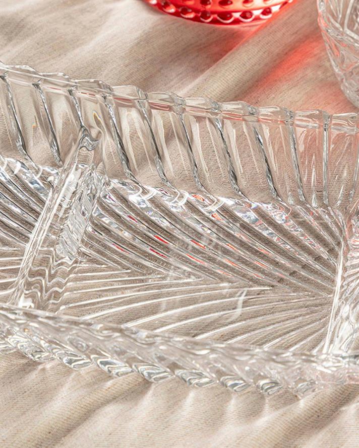 Platou servire gustari cu 3 compartimente, Gilan, sticla, 40 cm, transparent