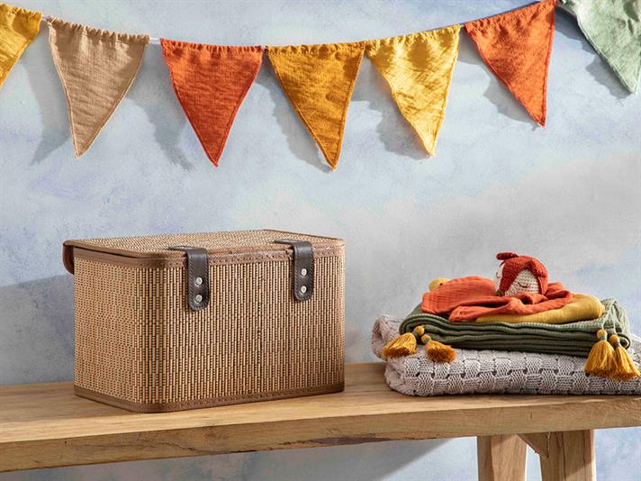 Gina Cutie De Depozitare, Bambus, 28*20*18 Cm, Albastru-Beige