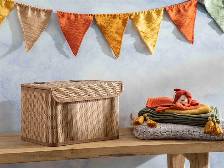 Gina Cutie De Depozitare, Bambus, 28*20*18 Cm, Albastru-Beige