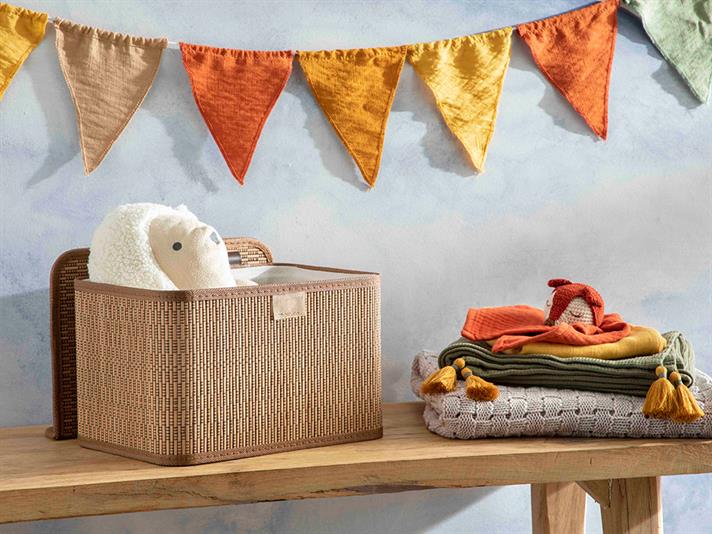 Gina Cutie De Depozitare, Bambus, 28*20*18 Cm, Albastru-Beige