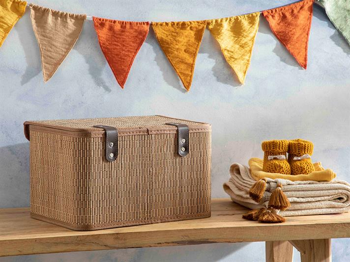 Gina Cutie De Depozitare, Bambus, 33*23*20 Cm, Albastru-Beige