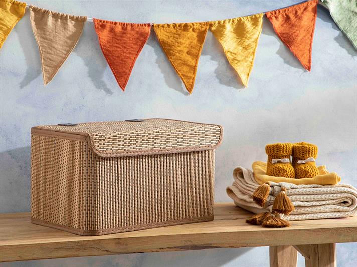 Gina Cutie De Depozitare, Bambus, 33*23*20 Cm, Albastru-Beige