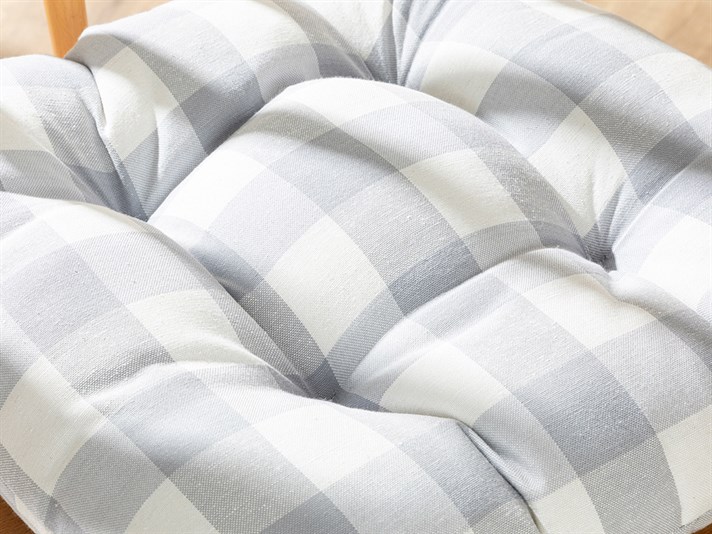 Gingham Cotton Polyester Kitchen Cushion 45x45 cm Gray