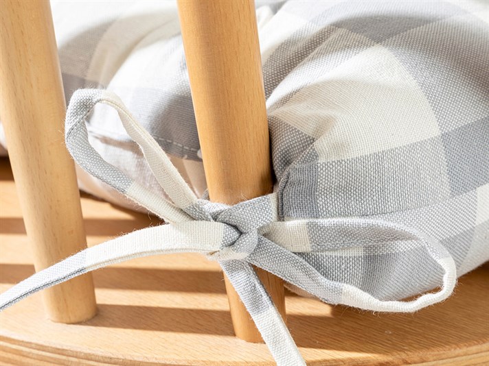 Gingham Cotton Polyester Kitchen Cushion 45x45 cm Gray
