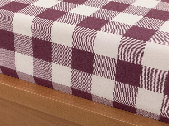 Gingham Bumbac King Size Cearșaf Cu Elastic 180*200 Cm mov