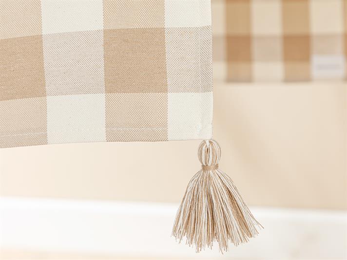 Gingham Cotton Polyester Fringed Runner 40x140 cm Beige
