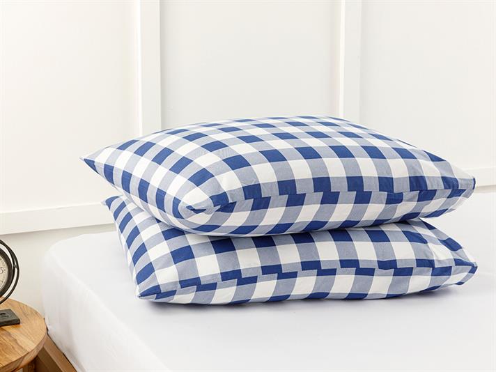 Gingham Cu Bumbac Cu 2 Piese Față De Pernă 50x70 cm Bleumarin