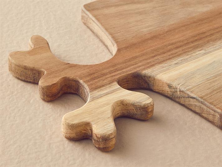 Platou servire, Gingham, lemn, 33 cm, maro