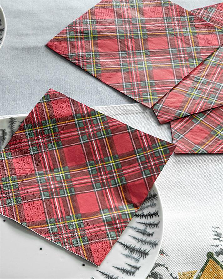 Gingham Red Paper 20 Set Tissue Napkin 33x33 cm Red