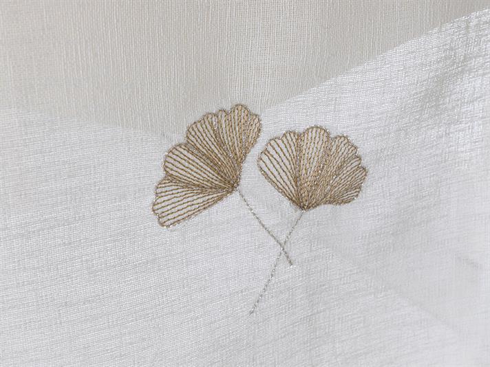 Gingko Embroidered Linen Runner 40x150 cm Cream