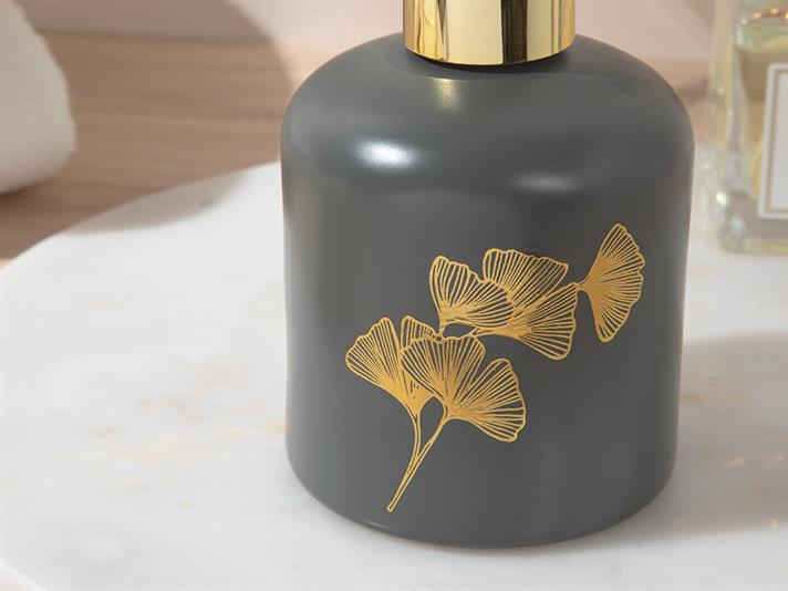 Gingko Sticlă Recipient Săpun Lichid Baie 8x8x14 cm Antracit