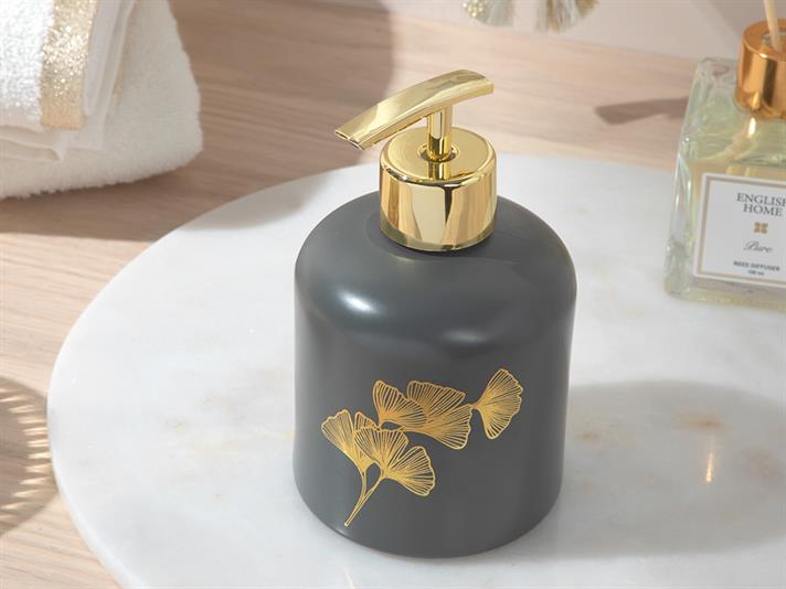 Gingko Sticlă Recipient Săpun Lichid Baie 8x8x14 cm Antracit