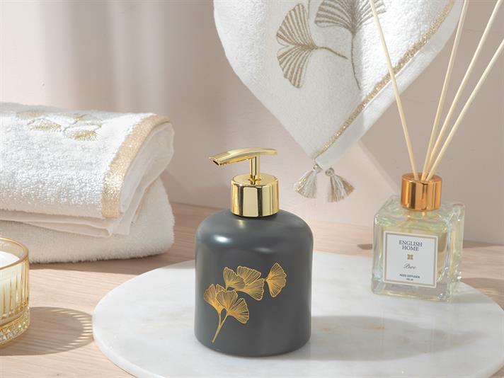 Gingko Sticlă Recipient Săpun Lichid Baie 8x8x14 cm Antracit