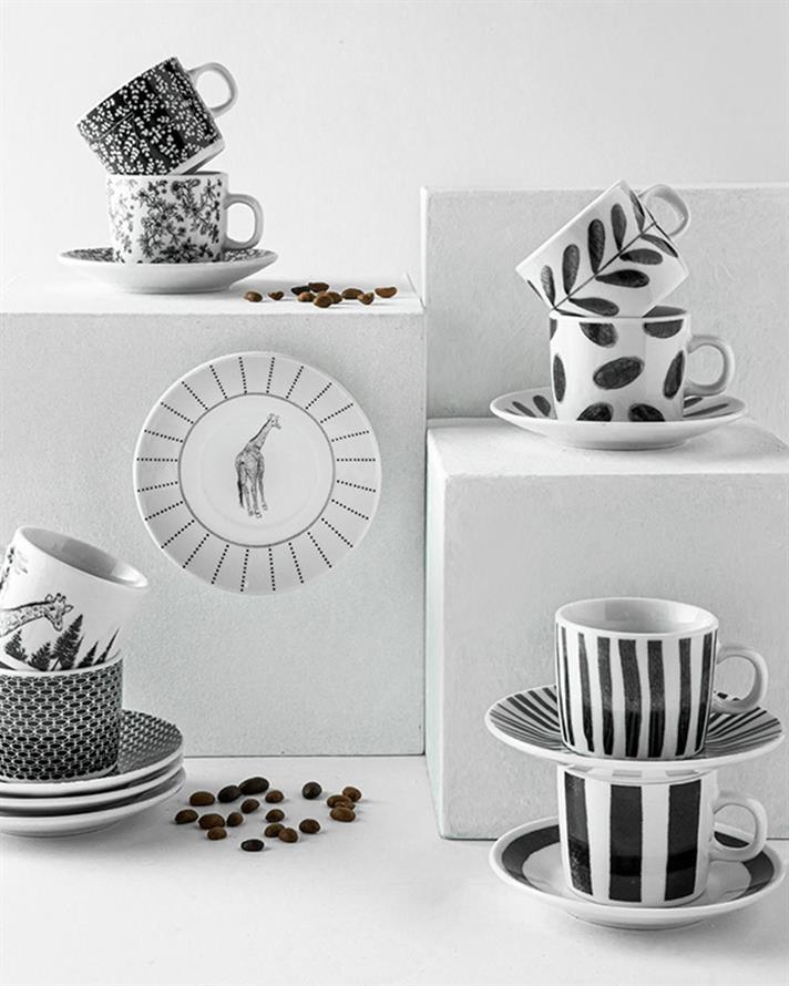 Giraffe Set De Cești De Cafea 4 Bucăți Pentru 2 Persoane, Porțelan, 80 Ml, Roz - Galben - Liliac